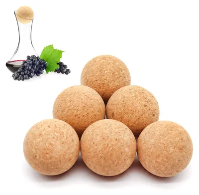 Obrázek produktu pro 6 kusů korkových kuliček na víno, dřevěný korek jako náhrada karafy na víno, karafy a láhve, 6,1 cm (2,4 palce)