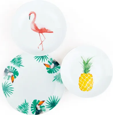 Zdjęcie produktu dla Zestaw naczyń Excelsa 18-częściowa tropikalna kolorowa porcelana