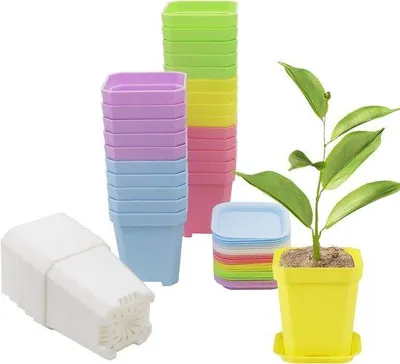Image de 30 pots de fleurs de 7,5 cm, pots en plastique épais de différentes couleurs