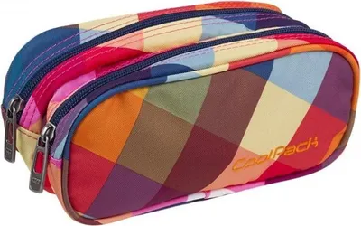 Zdjęcie produktu dla CoolPack CLEVER Podwójny piórnik Candy Check A532, piórnik z 2 przegrodami zapinanymi na zamek błyskawiczny, w kratkę, do szkoły, biura i na co dzień
