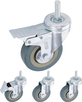 Produktbild von H&S Schwerlastrollen 75 mm - Rollen für Möbel - 4er Set - Gummi Lenkrollen mit Bremse - Doppelte Kugellager-Drehköpfe M10 Gewinde - Transportrollen