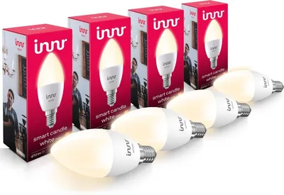 Produktbild von Innr Smart Lampe E14, Warmweiß, für Hue* und Zigbee Hubs, 4-er Pack, Smart Home Glühbirne, Kerze, 470 Lumen, Dimmbar