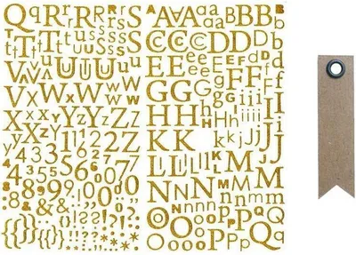 Produktbild von Goldene Glitzeraufkleber - Alphabet + 20 Wimpel Kraft Etiketten