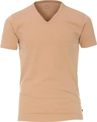 Produktbild von VENTI Herren T-Shirt Kurzarm V-Ausschnitt Modern-Fit Doppelpack Beige L