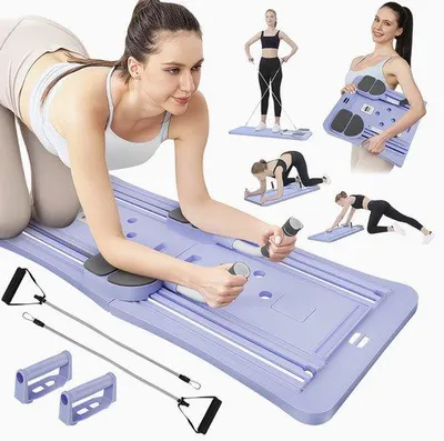 Image de Tapis de fitness multifonctionnel 4 en 1 pour le renforcement du tronc, avec fonction de retour automatique, résistance réglable, idéal pour le Pilates et l'entraînement à domicile.