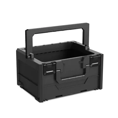 Produktbild von Werkzeugkoffer ToolBox | HxBxT 22x40x40cm | 21,3 Liter | Mit Henkel- & Frontgriff | Schwarz | Werkzeugbox, Transportbox