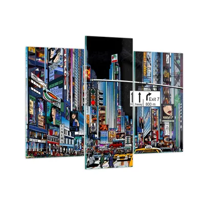 Produktbild von Bilder auf glas - Manhattan New York Straße - 130x100cm - Glasbilder - Wandbilder - Kunstdruck - zum Aufhängen bereit - Wanddekoration aus Glas - Glas Bilder - Wandbild auf Glas - GCB130x100-2720