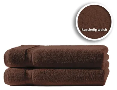 Produktbild von 2er Set Gästetücher Handtücher Duschtücher Badetücher Frottee 100% Baumwolle, Farbe:Braun, Größe:Handtücher 50x100 cm