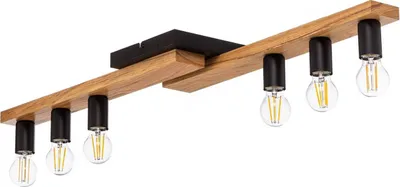 Produktbild von Envostar Deckenleuchte Laurent, holz/schwarz, 6-flammig