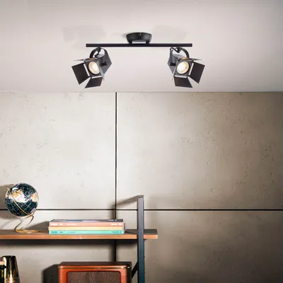 Produktbild von BRILLIANT Lampe Movie LED Spotrohr 2flg schwarz matt | 2x LED-PAR51, GU10, 5W LED-Reflektorlampen inklusive, (380lm, 3000K) | Köpfe schwenkbar