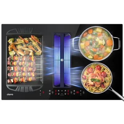 Produktbild von CIARRA ONE Induktionskochfeld mit Dunstabzug 83 cm Plasma⁺-System Zeolithfilter 2 Booster 2 Flexzone Stop & Go Funktion 7165W CBBEH834BBFF