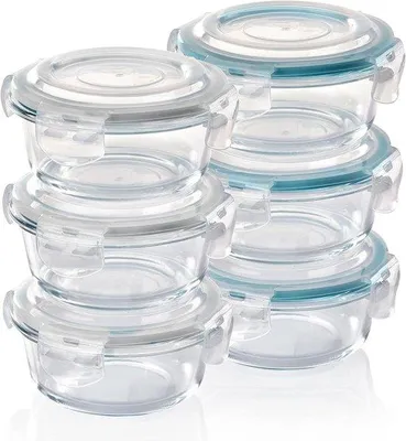 Immagine prodotto di Contenitori in vetro per alimenti - Barattoli per conservazione adatti al forno - Ideali per la preparazione dei pasti - Realizzati in vetro borosilicato resistente al calore - 6 pezzi da 400 ml - Trasparente