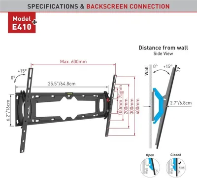 Produktbild von BARKAN E410+.B Flat Curved TV Wandhalterung