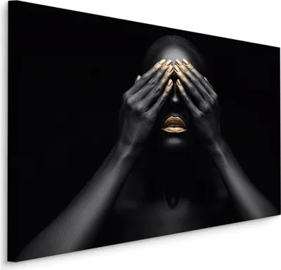 Produktbild von CANVAS Leinwand Bilder XXL Kunstdruck Abstrakt Frau Porträt goldenes Make-Up Br. 120 cm x Hö. 80 cm
