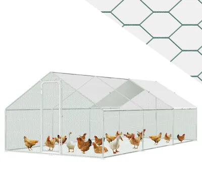 Produktbild von Faziango Hühnerstall 3x8x2 m mit Dach, Metall Freilaufgehege verzinkt