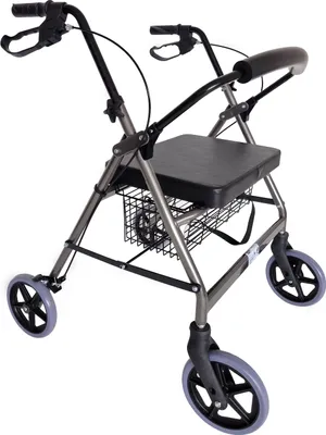 Produktbild von abc HOME | Rollator | Metallkorb | extra breite Sitzfläche | verstellbare Höhe