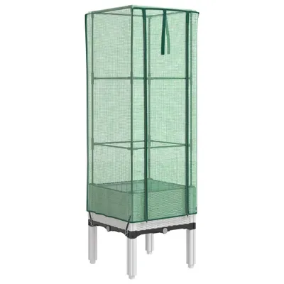 Produktbild von vidaXL Hochbeet mit Gewächshaus-Aufsatz Rattan-Optik 40x40x140 cm