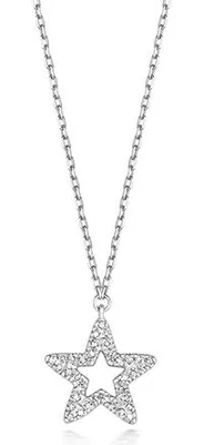 Produktbild von Funkelndes Feuer Schöne 9 Karat (375) Weißgold Damen - Diamant Halskette Brillant-Schliff 0.06 Karat H - I1 - 46cm*10mm; TRS28026