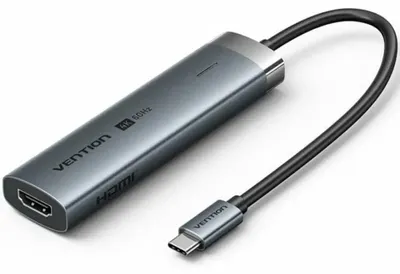 Produktbild von Vention TGMHB, Kabelgebunden, USB 3.2 Gen 1 (3.1 Gen 1) Type-C, 100 W, Grau, 5 Gbit/s, Aluminium, Acrylnitril-Butadien-Styrol (ABS)