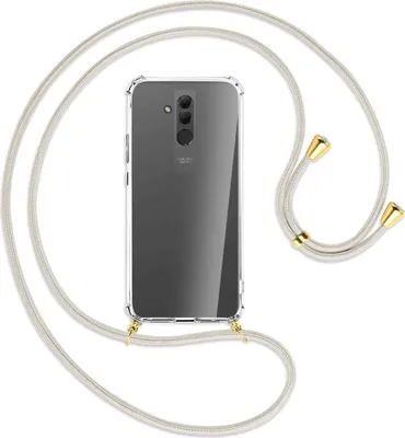 Produktbild von Handykette Backcover-Schutzhülle mit Band (Metall goldfarben) für Huawei Mate 20 lite - broken white