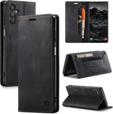 Image de Galaxy A25 Cover, RetroPolyuréthaneLeather Case Stand Protection Case for Samsung Galaxy A25 Black