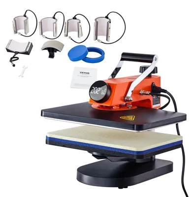 Immagine prodotto di VEVOR pressa di calore - macchina a sublimazione 8 in 1 per magliette/capelli/tazze/progetti di trasferimento termico fatti in casa, 12 x 15 pressa di calore multifunzione girevole con rotazione a 360 gradi
