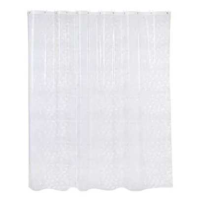 Produktbild von Transparenter Duschvorhang 180 x 200 cm, 3D-Wasserwürfelmuster + Teleskopstange 110-200 + Haken, geeignet für Duschen und Badezimmer.