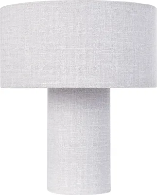 Produktbild von BELIANI Tischlampe Hellgrau Baumwolle u. Leinen 35 cm Trommelform Rund Langes Kabel mit Schalter Modern Schlafzimmer Wohnzimmer Nachttischlampe
