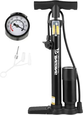 Immagine prodotto di Pompa per biciclette - Pompa a pavimento - Per gonfiare le gomme - Con manometro - 45 cm - Nera