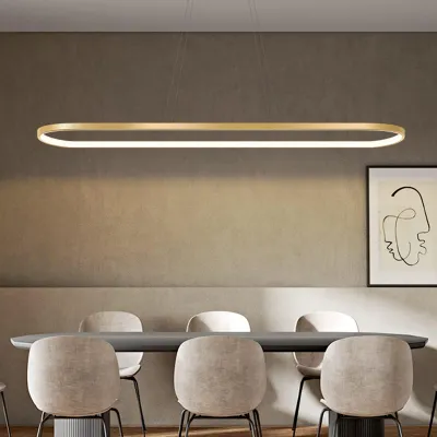 LED-Hängelampe dimmbar, 90 cm, gold, modernes Ringdesign