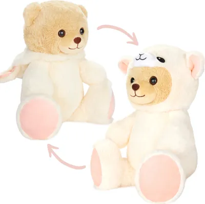Produktbild von BRUBIES Teddy Schaf - 25 cm Teddybär im Schafkostüm mit Kapuze - Kuscheltier Geschenk für Kinder - Plüschtier für kuschelige Abenteuer