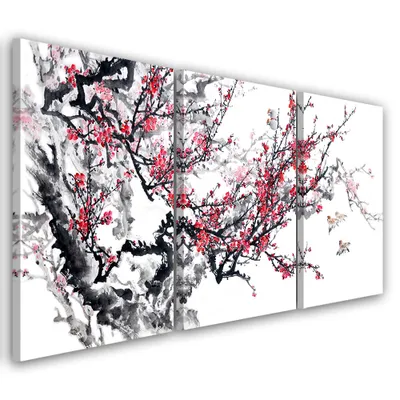 Produktbild von Triptychon auf leinwand weiße landschaften 120x80 cm Feeby weiß wandbild bereit zum aufhängen