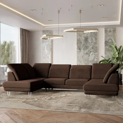 Produktbild von Masseno Ecksofa TERAMO mit Schlaffunktion U-Form, Sofa mit Bettkasten, Wohnzimmersofa, Couch, Soffa, Bettsofa, Couchgarnitur- Braun, MONOLITH 29