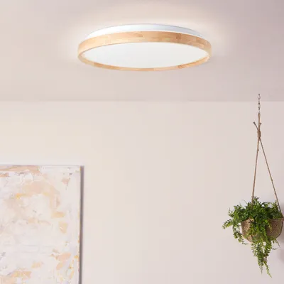 Produktbild von BRILLIANT moderne LED Deckenleuchte ALSON |Ø 48 cm Deckenlampe mit Fernbedienung | aus nachhaltigem Holz| Lichtfarbe einstellbar | 30W 3300 Lumen 3000 bis 6500 Kelvin | Holz/Metall/Kunststoff