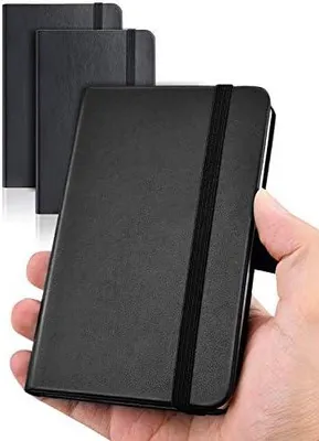 Produktbild von 2 Stück Notizbuch A6 kleine Pocket Notizbuch 9 x 14 cm, Exekutive Hardcover Insgesamt 320 Seiten Dickes Papier Mit Innentaschen Mini Notizbücher (Schwarz)
