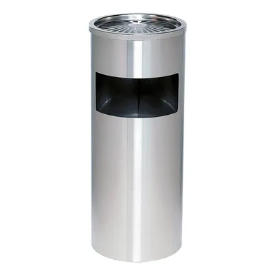 Produktbild von Abfallbehälter mit Ascher aus Edelstahl, ØxH 250x610 mm, 40 Liter