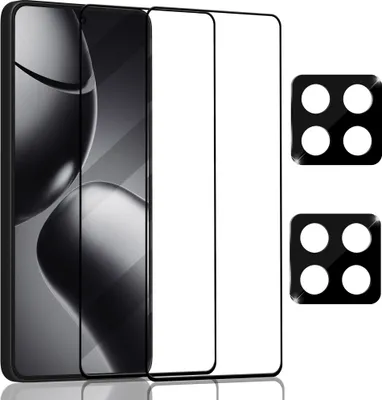 Produktbild von 2-Pack Xiaomi Redmi 14T Pro Displayschutzfolie und 2-Pack Objektivschutz – gehärtetes Glas 9H – Super-Qualität 3D