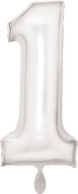 Immagine prodotto di Palloncino in foil numero 1 bianco metallizzato - 83 cm
