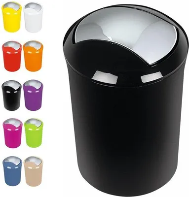 Produktbild von Kosmetik-Schöpfemmer mit klappbarem Deckel - 5 Liter - schwarz - ØxH 19 x 30 cm