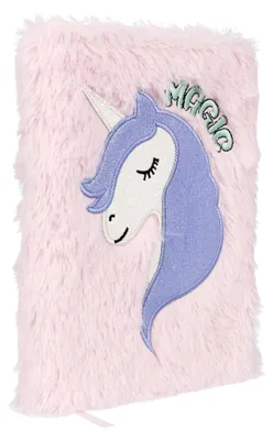 Einhorn Notizbuch A5, liniert, Plüsch, rosa, Tagebuch für Mädchen