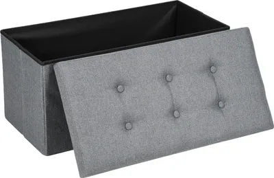 Immagine prodotto di Jopassy sgabello con vano portaoggetti panca pieghevole, contenitore, coperchio rimovibile 76x38x38cm grigio