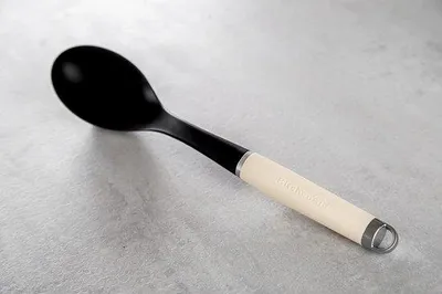 Produktbild von Rührspatel aus Edelstahl - 16 x 28 x 134 mm - schwarz und Mandelcreme - Küchenutensil