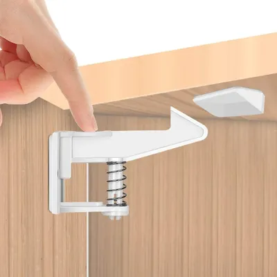 Produktbild von 10 Stück Kindersicherung Schrank - Unsichtbare Kindersicherung für Schranktür Schrank Schubladen Schränke Kleiderschrank, Ohne Bohren und Schrauben, Schranksicherung Baby (Weiß)