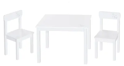 Produktbild von roba Kinder Sitzgruppe 'Little Stars', 2 Kinderstühle & 1 Tisch, Holz, weiß lackiert, mit Sternen
