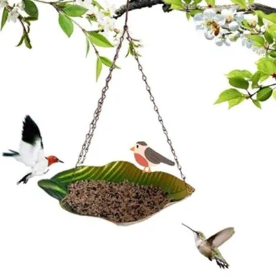 Productafbeelding van Famanu Vogelhuis van metaal - Voederhuis met haken en ketting, geschikt voor tuin en terras