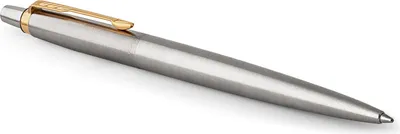 Produktbild von Parker Jotter Kugelschreiber | Edelstahl mit Goldzierteile | Mittlere Spitze | Blaue Tinte | Geschenkbox