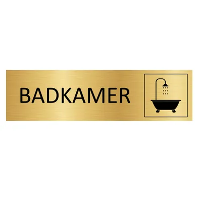 Produktbild von CombiCraft Aluminium Türschild "Badkamer" in Gold mit 3M-Klebeband - 165 x 45 mm