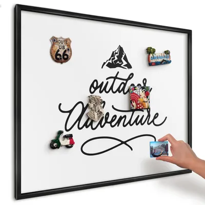 Produktbild von Magnettafel 80x60 cm mit schwarzem Rahmen - Magnetische Metalltafel, Magnetpinnwand zur Wandmontage für Wohnzimmer, Küche, Flur, Kinderzimmer und Büro - Bergabenteuer