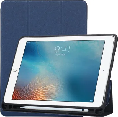 Produktbild von Mobigear Tri-Fold Gel iPad Pro 10.5 Zoll (2017) Hülle TPU,Kunstleder Klapphülle + Stifthalter - Blau