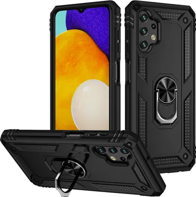 Image de Étui pour Samsung Galaxy A13 4G étui de protection militaire double couche avec support d'anneau et support noir